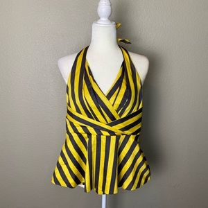 Anthropologie Odille Y2K Ruffle Hem Halter Top